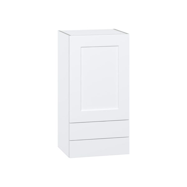 Jasmine Painted Warm White  Shaker Assembled Wall  Cabinet with a Door and Two 5 in. Drawers (18 in. W x 35 in. H x 14 in. D)