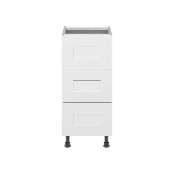 Jasmine Painted Warm White  Shaker Assembled Base Cabinet with Three 10 in. Drawers (15 in. W x 34.5 in. H x 24 in. D)