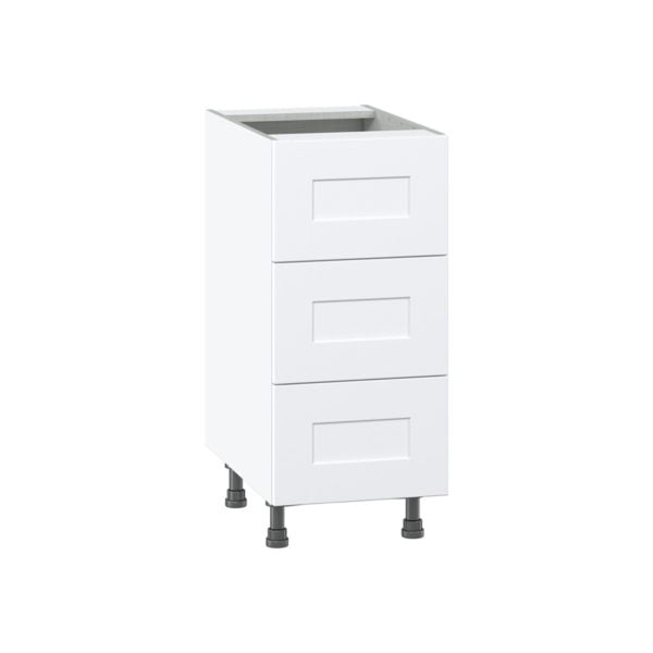 Jasmine Painted Warm White  Shaker Assembled Base Cabinet with Three 10 in. Drawers (15 in. W x 34.5 in. H x 24 in. D)