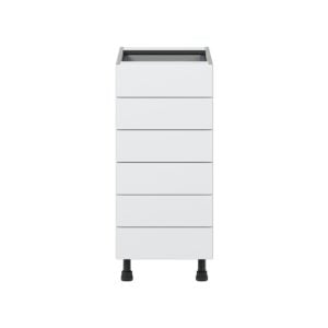 Jasmine Painted Warm White  Shaker Assembled Base Cabinet with 6 Drawers (15 in. W x 34.5 in. H x 24 in. D)