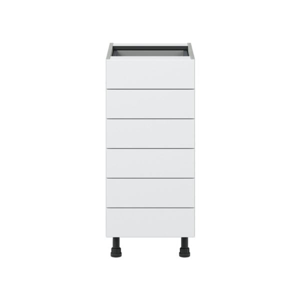 Jasmine Painted Warm White  Shaker Assembled Base Cabinet with 6 Drawers (15 in. W x 34.5 in. H x 24 in. D)