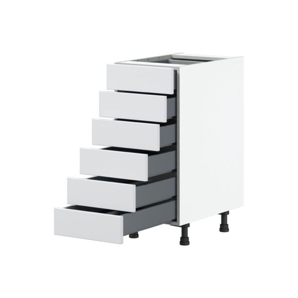 Jasmine Painted Warm White  Shaker Assembled Base Cabinet with 6 Drawers (15 in. W x 34.5 in. H x 24 in. D)