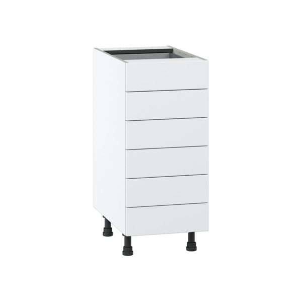 Jasmine Painted Warm White  Shaker Assembled Base Cabinet with 6 Drawers (15 in. W x 34.5 in. H x 24 in. D)