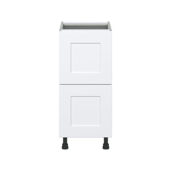 Jasmine Painted Warm White  Shaker Assembled Base Cabinet with 2 Drawers (15 in. W x 34.5 in. H x 24 in. D)