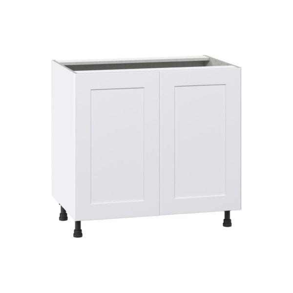 Jasmine Painted Warm White  Shaker Assembled Sink Base Cabinet with 2 Full High Doors (36 in. W x 34.5 in. H x 24 in. D)