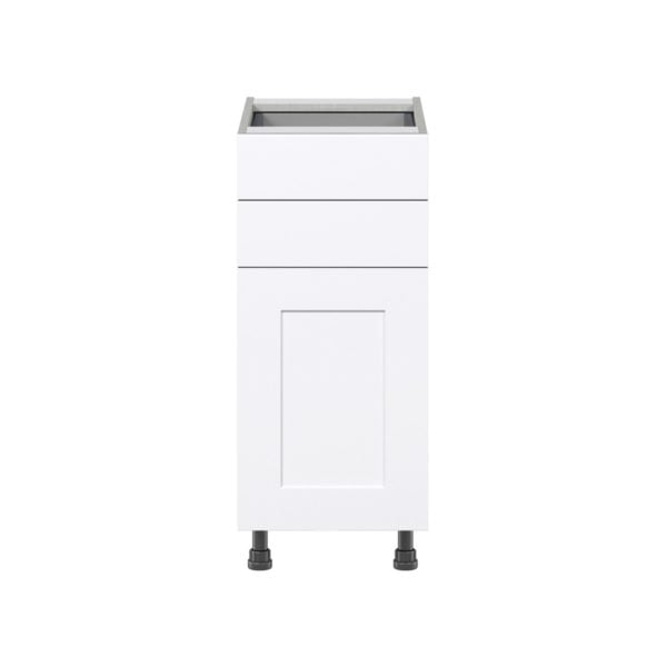 Jasmine Painted Warm White  Shaker Assembled Base Cabinet with 1 Door and Two 5 in. Drawers (15 in. W x 34.5 in. H x 24 in. D)