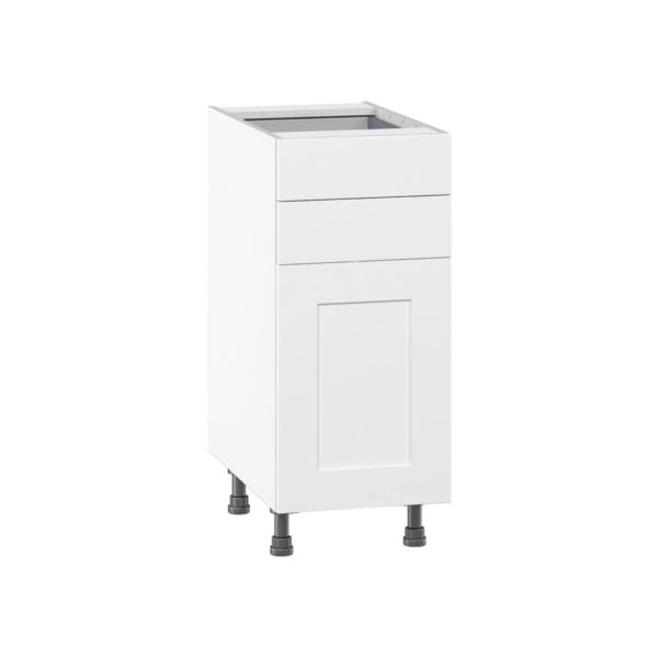 Jasmine Painted Warm White  Shaker Assembled Base Cabinet with 1 Door and Two 5 in. Drawers (15 in. W x 34.5 in. H x 24 in. D)