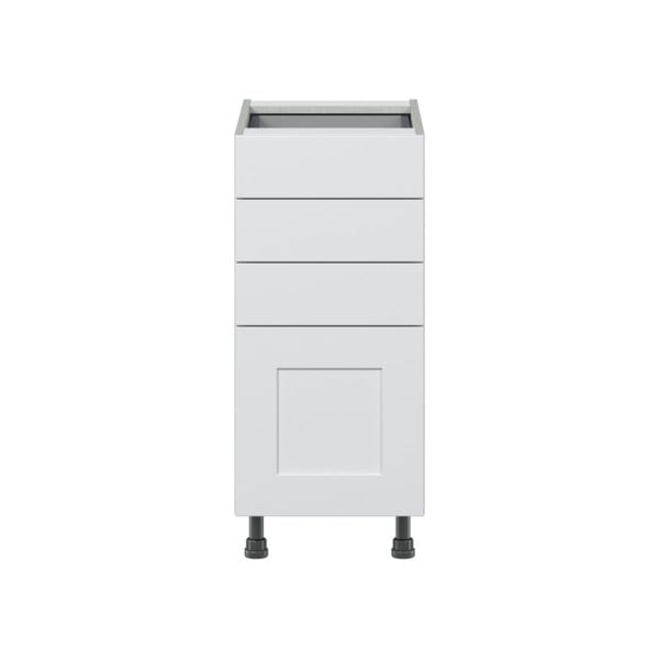 Jasmine Painted Warm White  Shaker Assembled Base Cabinet with 4 Drawers (15 in. W x 34.5 in. H x 24 in. D)