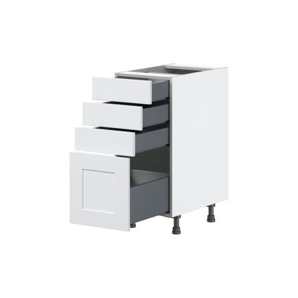 Jasmine Painted Warm White  Shaker Assembled Base Cabinet with 4 Drawers (15 in. W x 34.5 in. H x 24 in. D)