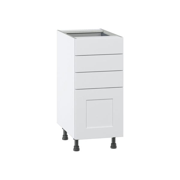 Jasmine Painted Warm White  Shaker Assembled Base Cabinet with 4 Drawers (15 in. W x 34.5 in. H x 24 in. D)