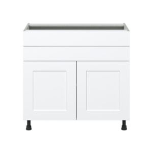 Jasmine Painted Warm White  Shaker Assembled Cooktop Base Cabinet with 2 Doors and Two 5 in. Drawers (36 in. W x 34.5 in. H x 24 in. D)