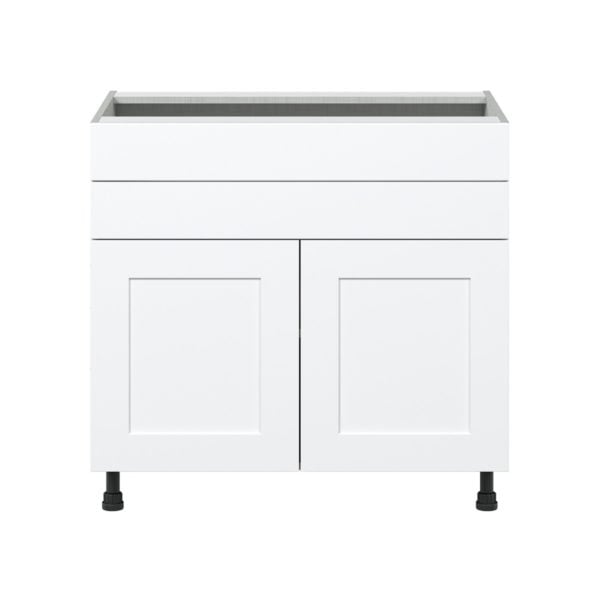 Jasmine Painted Warm White  Shaker Assembled Cooktop Base Cabinet with 2 Doors and Two 5 in. Drawers (36 in. W x 34.5 in. H x 24 in. D)