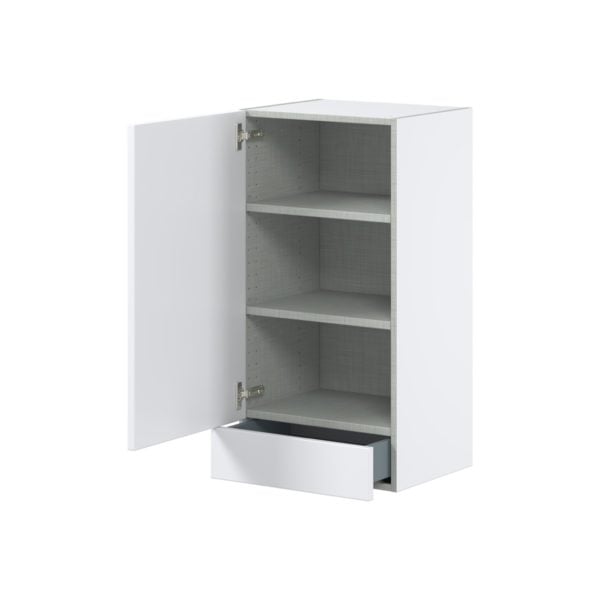 Jasmine Painted Warm White  Shaker Assembled Wall  Cabinet with a Door and a 5 in. Drawer (18 in. W x 35 in. H x 14 in. D)