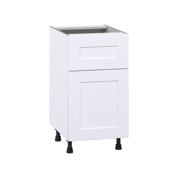 Jasmine Painted Warm White  Shaker Assembled Base Cabinet with 1 Door and 10 in. Drawer (18 in. W x 34.5 in. H x 24 in. D)