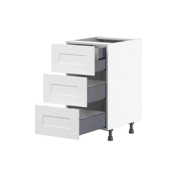 Jasmine Painted Warm White  Shaker Assembled Base Cabinet with Three 10 in. Drawers and 1 Inner Drawer (18 in. W x 34.5 in. H x 24 in. D)