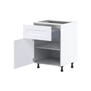 Jasmine Painted Warm White  Shaker Assembled Base Cabinet with 1 Door and 10 in. Drawer (24 in. W x 34.5 in. H x 24 in. D)