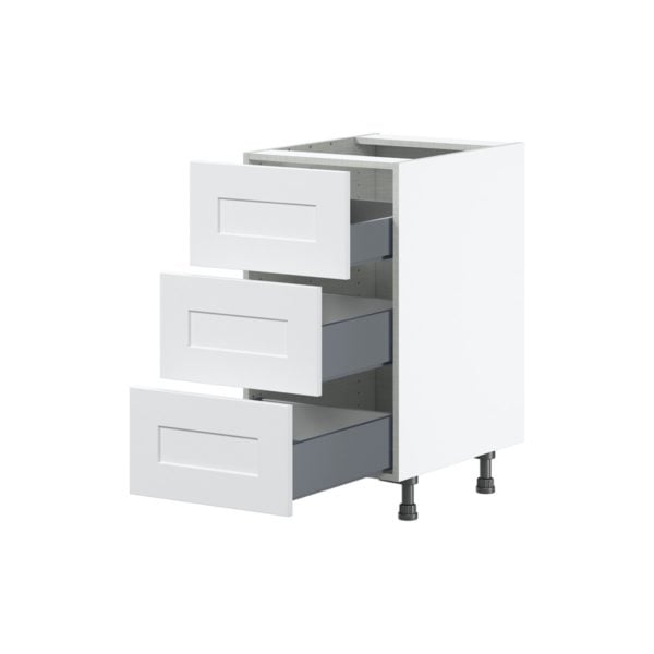 Jasmine Painted Warm White  Shaker Assembled Base Cabinet with Three 10 in. Drawers (18 in. W x 34.5 in. H x 24 in. D)