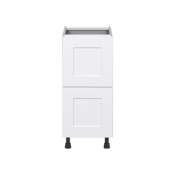 Jasmine Painted Warm White  Shaker Assembled Base Cabinet with 2 Drawers and 1 Inner Drawer (15 in. W x 34.5 in. H x 24 in. D)