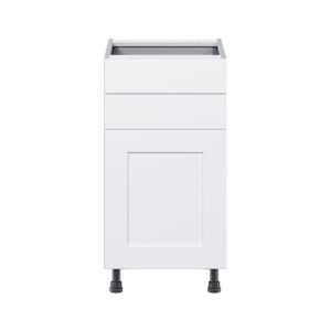 Jasmine Painted Warm White  Shaker Assembled Base Cabinet with 1 Door and Two 5 in. Drawers (18 in. W x 34.5 in. H x 24 in. D)