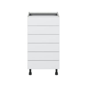 Jasmine Painted Warm White  Shaker Assembled Base Cabinet with 6 Drawers (18 in. W x 34.5 in. H x 24 in. D)