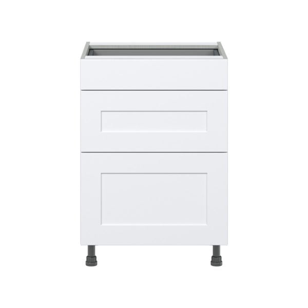 Jasmine Painted Warm White  Shaker Assembled Base Cabinet with 3 Drawers (24 in. W x 34.5 in. H x 24 in. D)