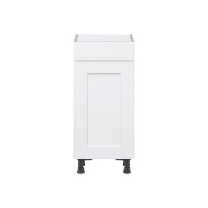 Jasmine Painted Warm White  Shaker Assembled Shallow Base Cabinet with 1 Door and 1 Drawer (15 in. W x 34.5 in. H x 14 in. D)