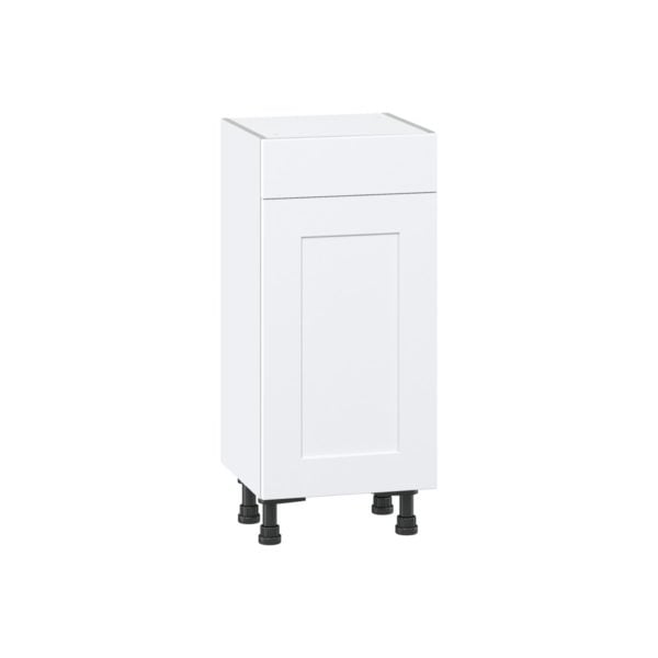 Jasmine Painted Warm White  Shaker Assembled Shallow Base Cabinet with 1 Door and 1 Drawer (15 in. W x 34.5 in. H x 14 in. D)