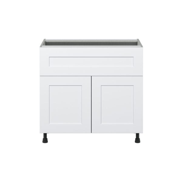 Jasmine Painted Warm White  Shaker Assembled Base Cabinet with 1 Door and 10 in. Drawer (36 in. W x 34.5 in. H x 24 in. D)