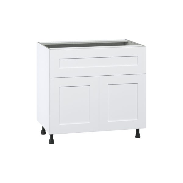 Jasmine Painted Warm White  Shaker Assembled Base Cabinet with 1 Door and 10 in. Drawer (36 in. W x 34.5 in. H x 24 in. D)