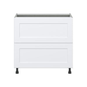 Jasmine Painted Warm White  Shaker Assembled Base Cabinet with 2 Drawers (36 in. W x 34.5 in. H x 24 in. D)