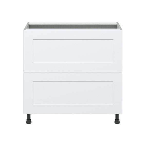 Jasmine Painted Warm White  Shaker Assembled Base Cabinet with 2 Drawers (36 in. W x 34.5 in. H x 24 in. D)