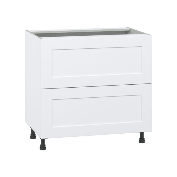 Jasmine Painted Warm White  Shaker Assembled Base Cabinet with 2 Drawers (36 in. W x 34.5 in. H x 24 in. D)