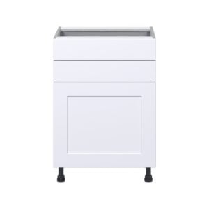 Jasmine Painted Warm White  Shaker Assembled Base Cabinet with 1 Door and Two 5 in. Drawers (24 in. W x 34.5 in. H x 24 in. D)