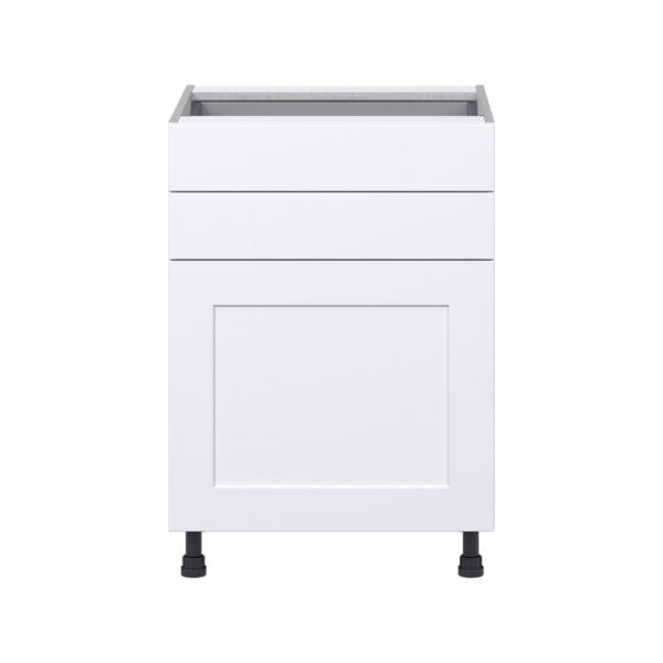 Jasmine Painted Warm White  Shaker Assembled Base Cabinet with 1 Door and Two 5 in. Drawers (24 in. W x 34.5 in. H x 24 in. D)