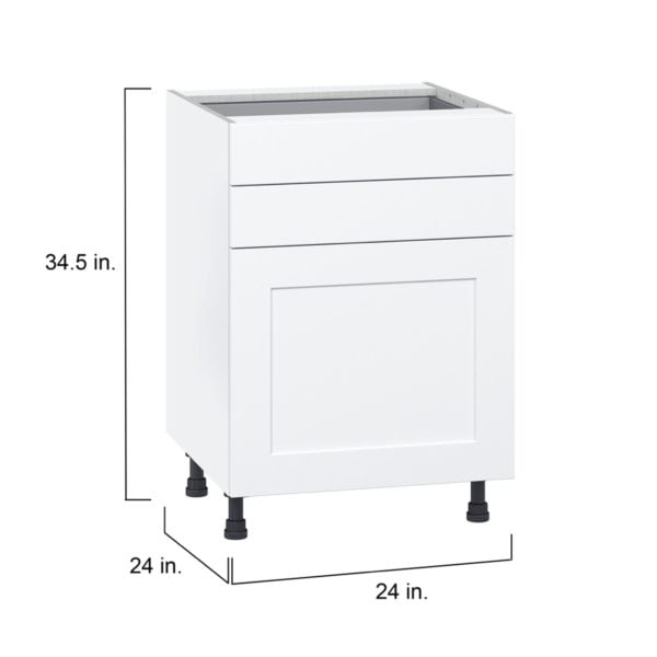 Jasmine Painted Warm White  Shaker Assembled Base Cabinet with 1 Door and Two 5 in. Drawers (24 in. W x 34.5 in. H x 24 in. D)