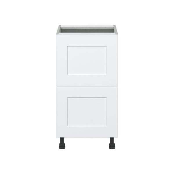 Jasmine Painted Warm White  Shaker Assembled Base Cabinet with 2 Drawers (18 in. W x 34.5 in. H x 24 in. D)