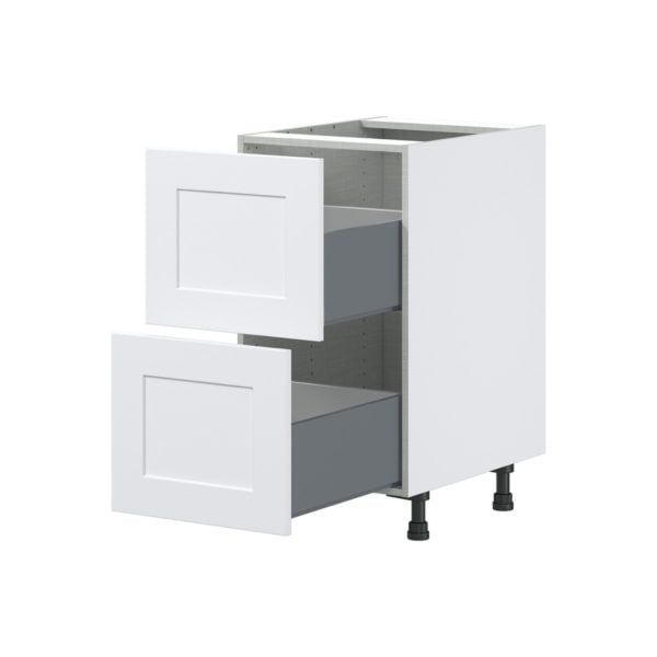 Jasmine Painted Warm White  Shaker Assembled Base Cabinet with 2 Drawers (18 in. W x 34.5 in. H x 24 in. D)