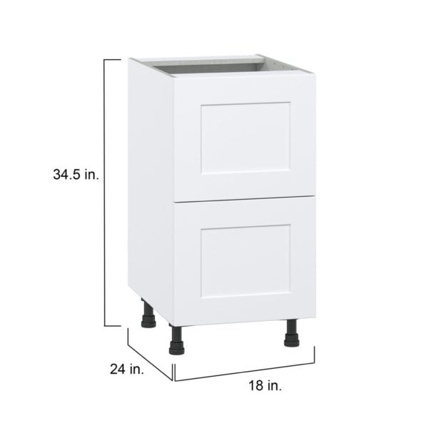 Jasmine Painted Warm White  Shaker Assembled Base Cabinet with 2 Drawers (18 in. W x 34.5 in. H x 24 in. D)