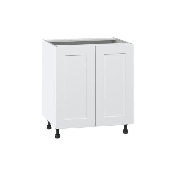 Jasmine Painted Warm White  Shaker Assembled Base Cabinet with 2 Full High Doors (30 in. W x 34.5 in. H x 24 in. D)