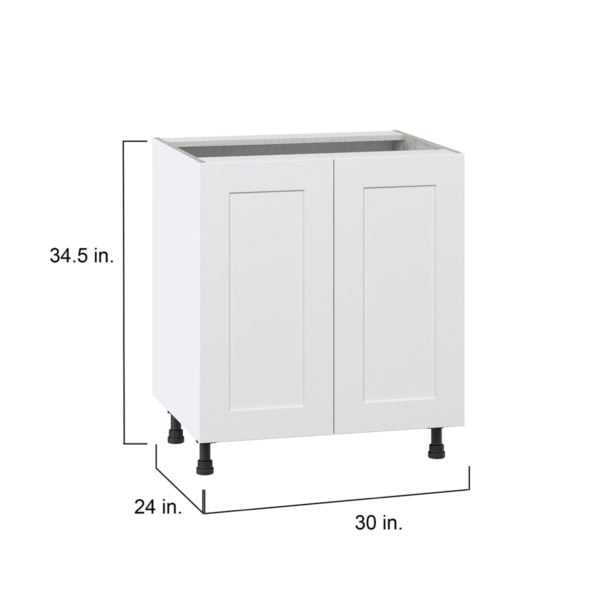 Jasmine Painted Warm White  Shaker Assembled Base Cabinet with 2 Full High Doors (30 in. W x 34.5 in. H x 24 in. D)