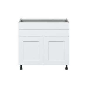 Jasmine Painted Warm White  Shaker Assembled Base Cabinet with Two Doors and Two 5 in. Drawers (36 in. W x 34.5 in. H x 24 in. D)