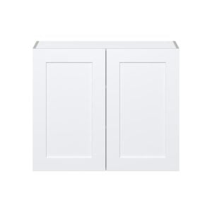 Jasmine Painted Warm White  Shaker Assembled Wall  Cabinet with 2 Full High Doors (36 in. W x 30 in. H x 14 in. D)