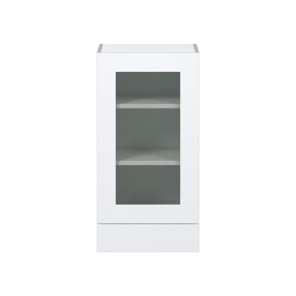 Jasmine Painted Warm White Assembled Wall  Cabinet with a Glass Door and a 5 in. Drawer (18 in. W x 35 in. H x 14 in. D)