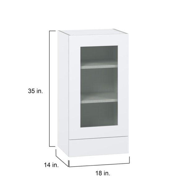 Jasmine Painted Warm White Assembled Wall  Cabinet with a Glass Door and a 5 in. Drawer (18 in. W x 35 in. H x 14 in. D)