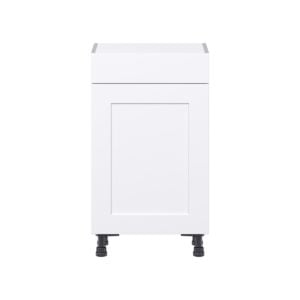 Jasmine Painted Warm White  Shaker Assembled Shallow Base Cabinet with 1 Door and 1 Drawer (18 in. W x 34.5 in. H x 14 in. D)