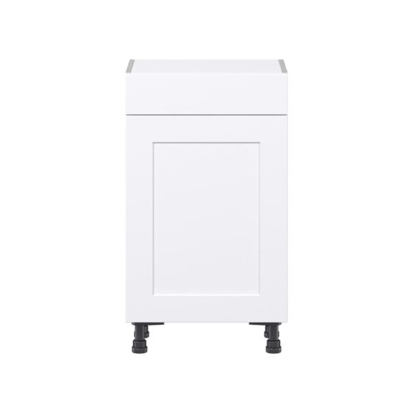 Jasmine Painted Warm White  Shaker Assembled Shallow Base Cabinet with 1 Door and 1 Drawer (18 in. W x 34.5 in. H x 14 in. D)