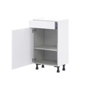 Jasmine Painted Warm White  Shaker Assembled Shallow Base Cabinet with 1 Door and 1 Drawer (18 in. W x 34.5 in. H x 14 in. D)