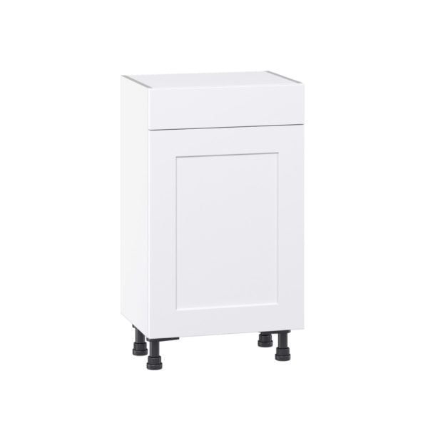 Jasmine Painted Warm White  Shaker Assembled Shallow Base Cabinet with 1 Door and 1 Drawer (18 in. W x 34.5 in. H x 14 in. D)