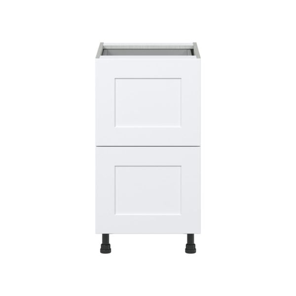 Jasmine Painted Warm White  Shaker Assembled Base Cabinet with 2 Drawers and 1 Inner Drawer (18 in. W x 34.5 in. H x 24 in. D)