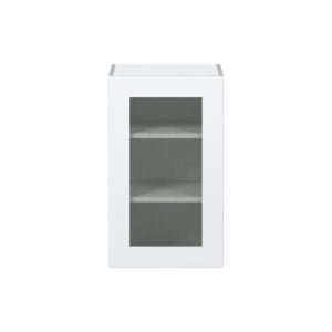 Jasmine Painted Warm White Assembled Wall  Cabinet with a Full High Glass Door (18 in. W x 30 in. H x 14 in. D)